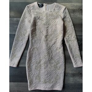 Bebe Addiction Rhinestone Studded Embellished Dress‎ Rose Dust Small USA Pink
